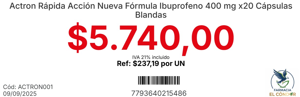 Etiqueta profesional de góndola generada automáticamente - sistema Precios Condor