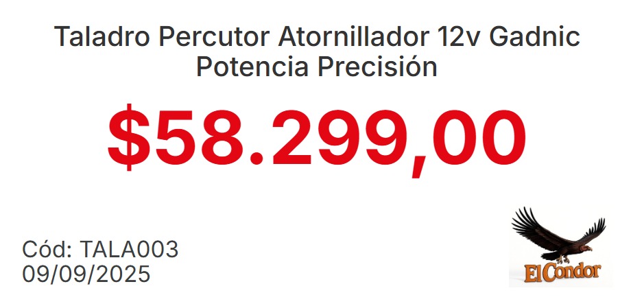 Ejemplo de etiqueta de precio para góndola de Aceite de Girasol - software Precios Condor